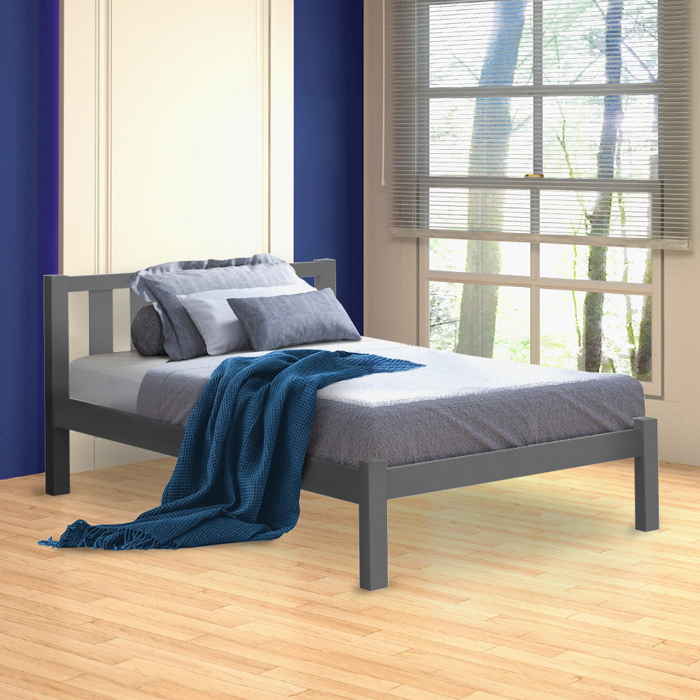 Maia Wooden Timber Bed Frame - Grey King Single