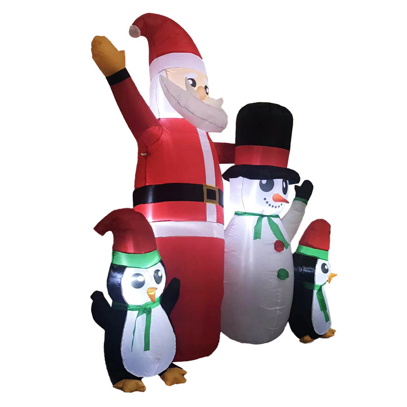 Santa Snowman and Penguin Greeting Christmas Inflatable with LED Xmas Decor - 1.8M