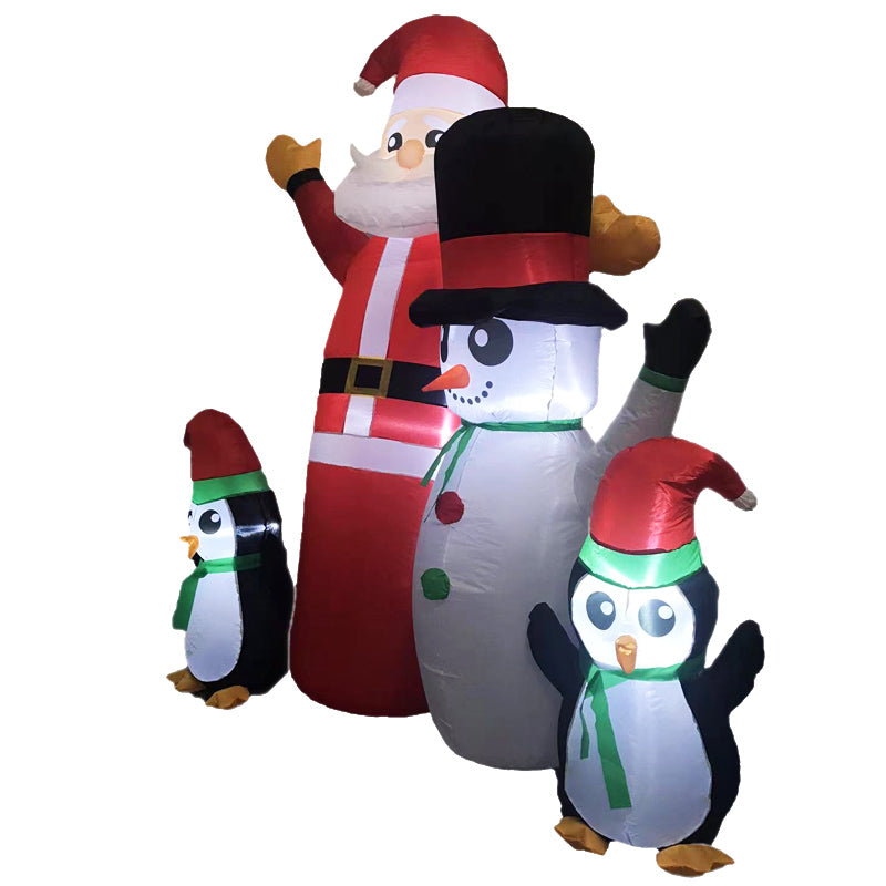 Santa Snowman and Penguin Greeting Christmas Inflatable with LED Xmas Decor - 1.8M