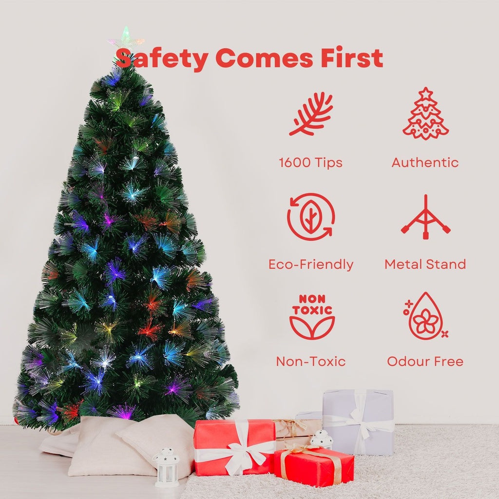 6ft 1.8m 210 Tips Fiber Optic Artificial Christmas Trees