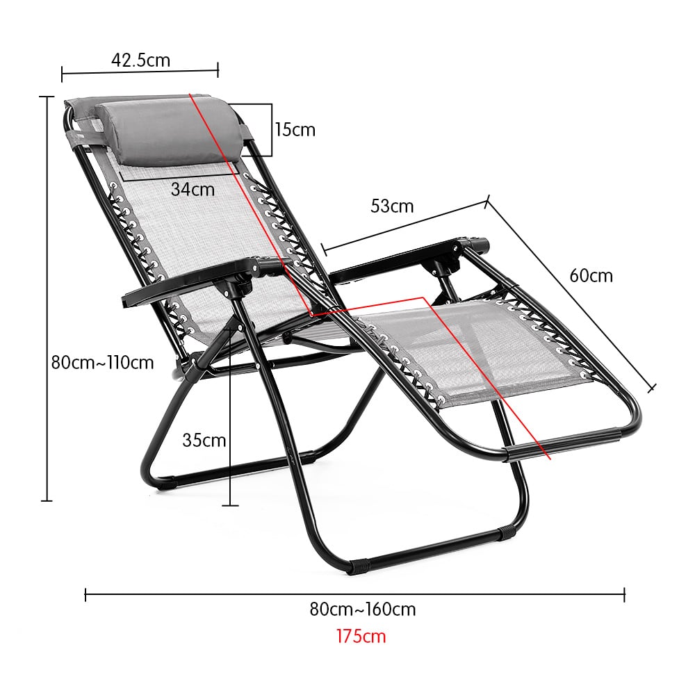 Wallaroo Zero Gravity Recliner Deck Chair - Grey