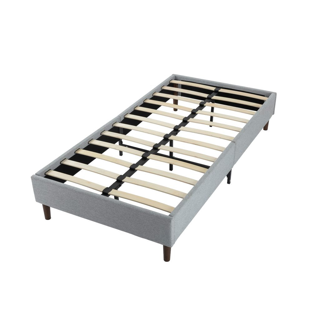 Maya Bedframe with Wooden Slats - Light Grey Single