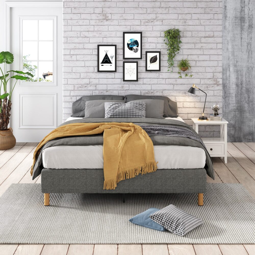 Bliss Ensemble Bed Base & Mattress Package with 34cm Mattress - Dark Grey King