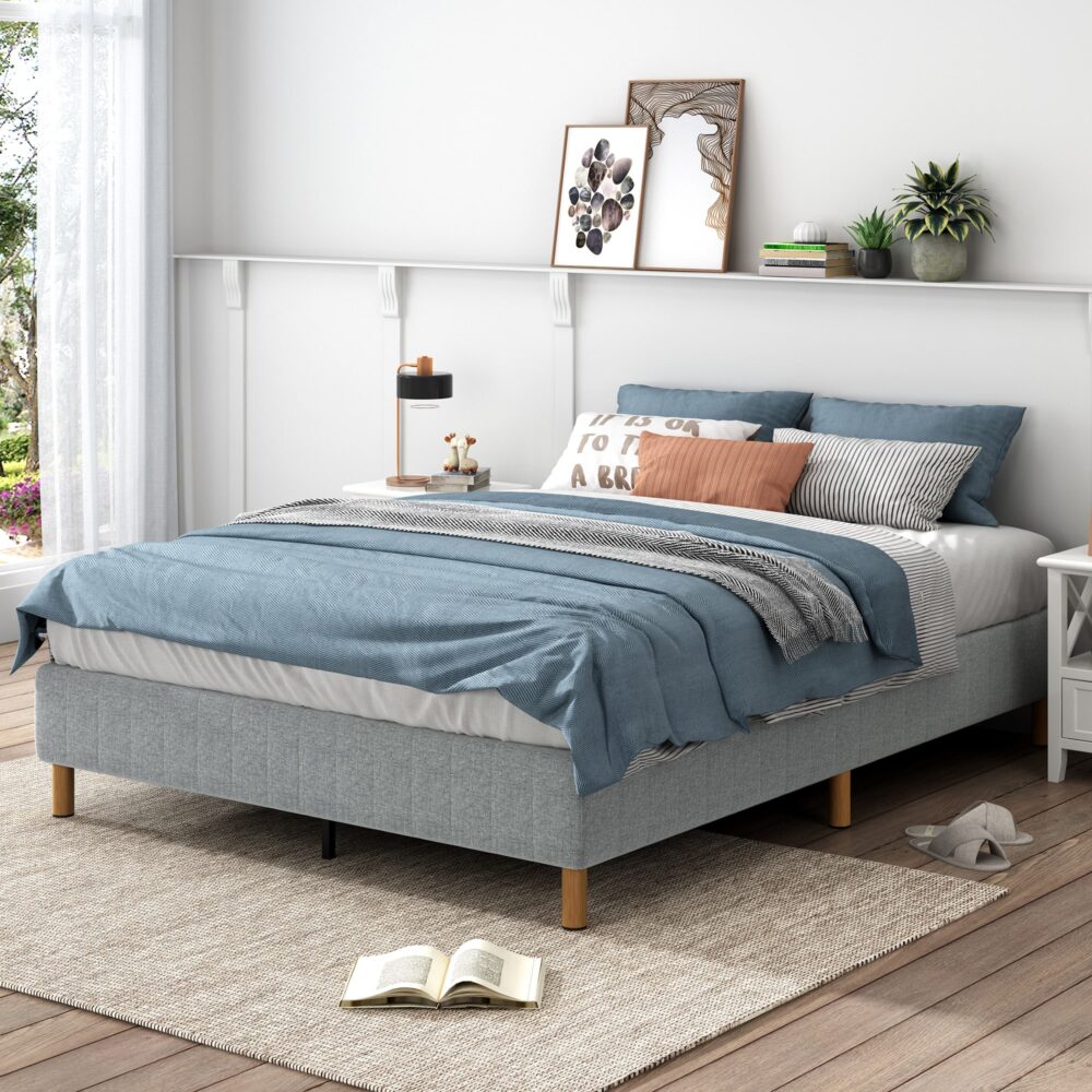 Bliss Ensemble Bed Base & Mattress Package with 34cm Mattress- Light Grey King