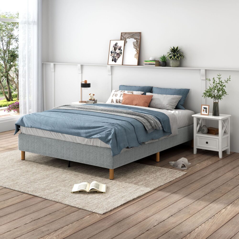 Bliss Ensemble Bed Base & Mattress Package with 34cm Mattress - Light Grey Queen