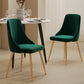 Tatum Set of 2 Velvet Dining Chairs Art Deco Design with Gold Metal Legs - Green