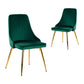 Tatum Set of 2 Velvet Dining Chairs Art Deco Design with Gold Metal Legs - Green