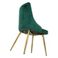 Tatum Set of 2 Velvet Dining Chairs Art Deco Design with Gold Metal Legs - Green