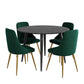 5-Piece Ermes Green Dining Table & Chair Set Velvet Bistro