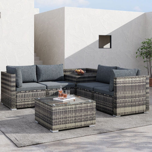 Robyn 5-Seater Modular Lounge Sofa 6-Piece Outdoor Sofa - Grey