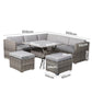 Spencer 7-Seater Wicker Table & Chairs 8-Piece Outdoor Dining Set - Grey