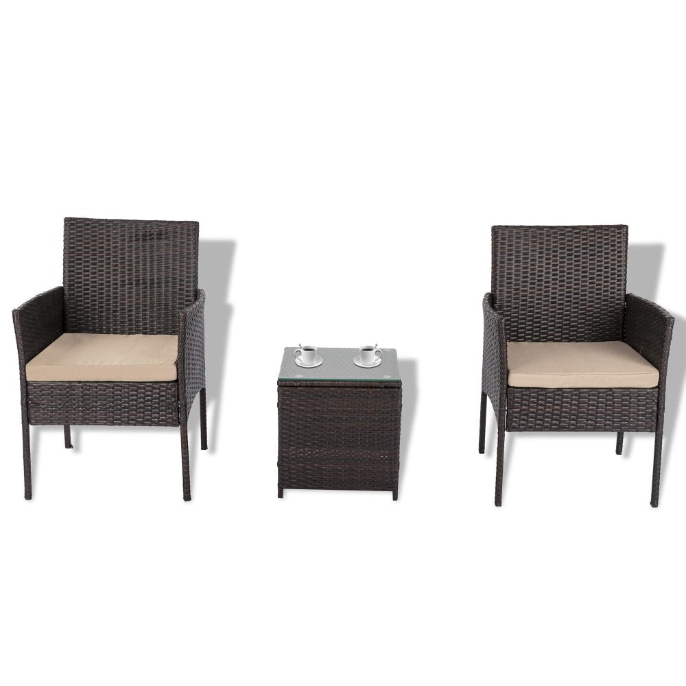 Tyler 2-Seater Delightful 3-Piece Outdoor Bistro Set - Black