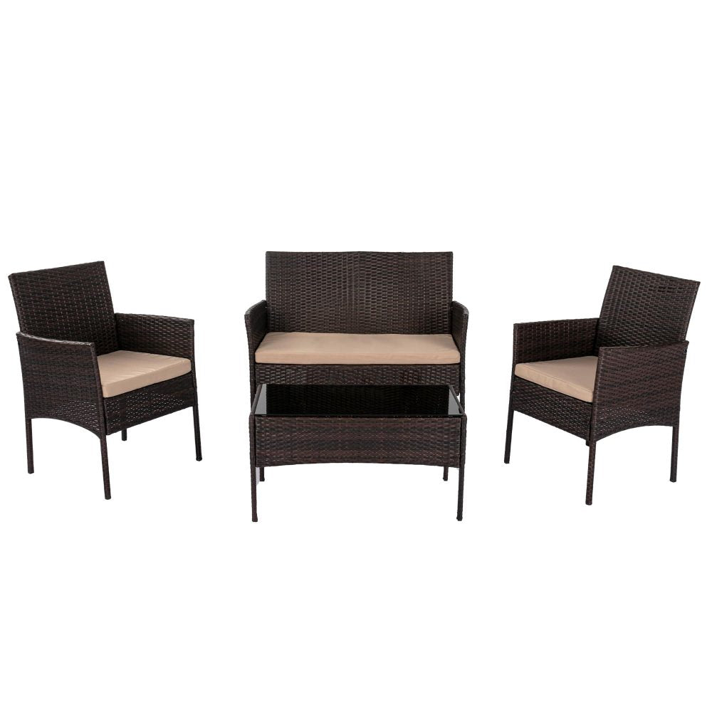 Avery 4-Seater Wicker 4-Piece Outdoor Lounge Set - Black