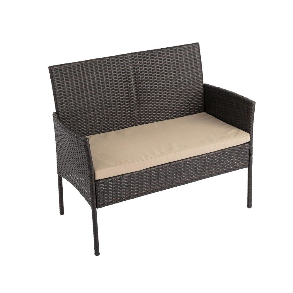 Avery 4-Seater Wicker 4-Piece Outdoor Lounge Set - Black