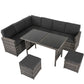 Jules 8-Seater Modular Garden Lounge with Table and Stools 6-Piece Dining Set - Grey