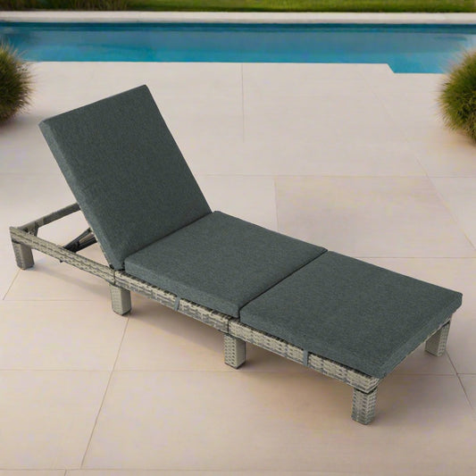 Dylan Rattan Sunbed With Adjustable Recline - Grey