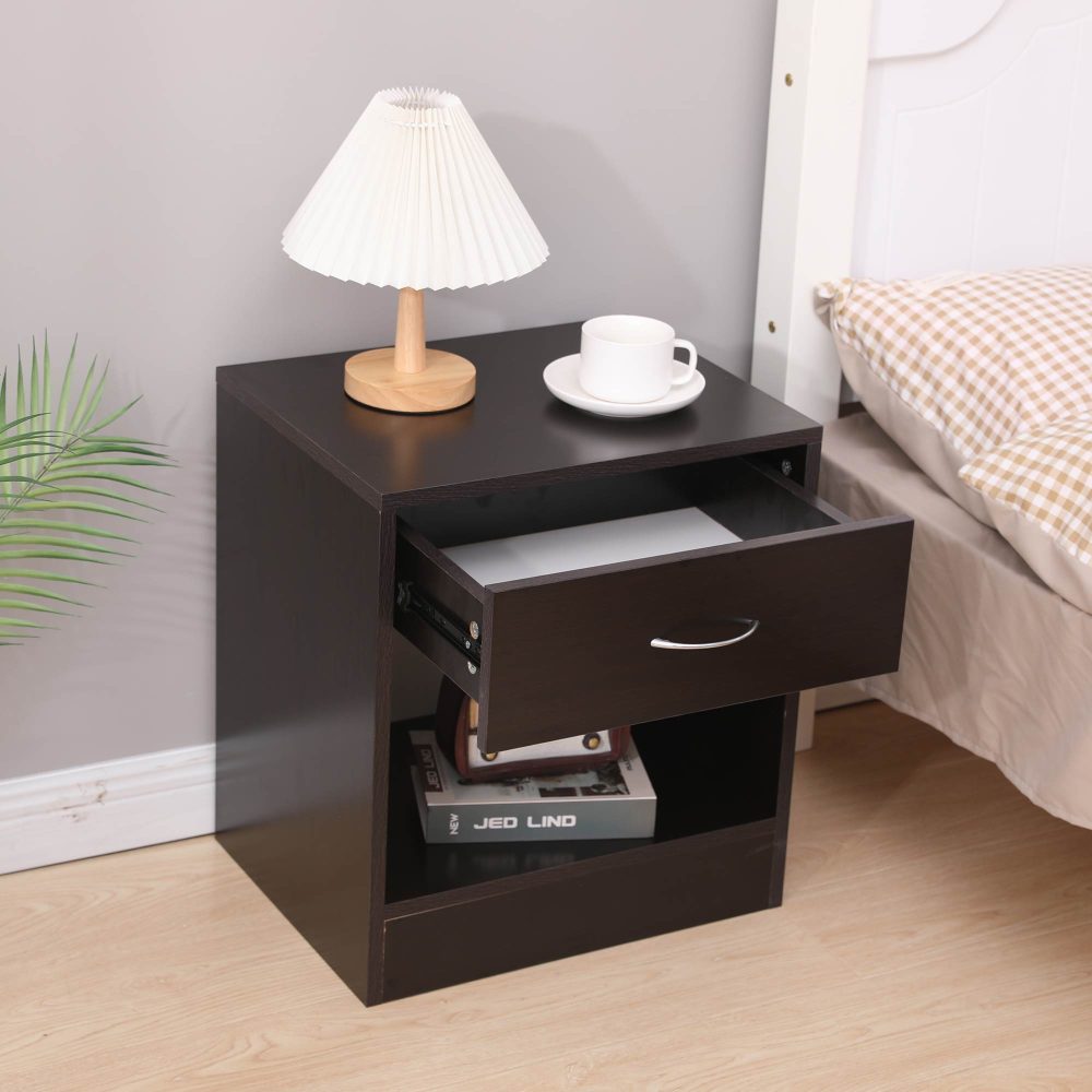 Set of 2 Sarnia Wooden Bedside Tables Nightstand - Black