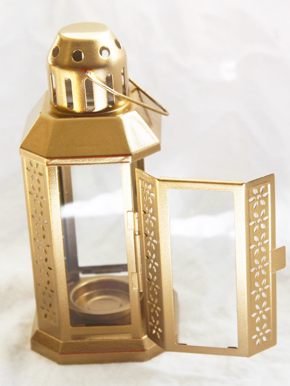 Gold Metal 21cm Tealight Candle Miners Lantern Summer Xmas Wedding Home Party Room Balcony Deck Decoration