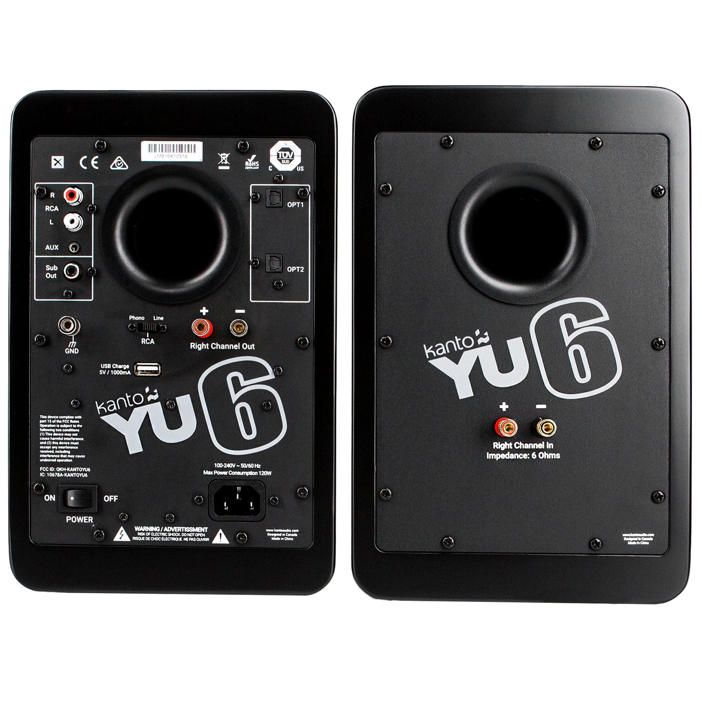 YU6 200W Powered Bookshelf Speakers with Bluetooth and Phono Preamp - Matte Black