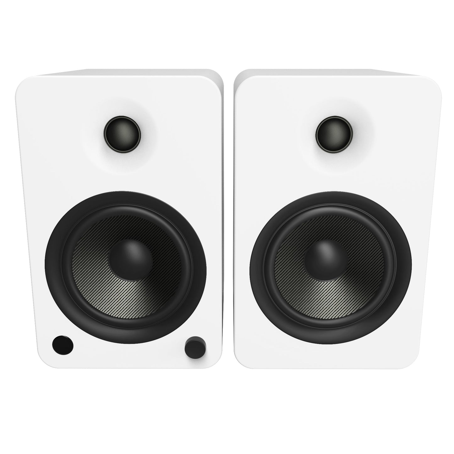 YU6 200W Powered Bookshelf Speakers with Bluetooth and Phono Preamp - Matte White