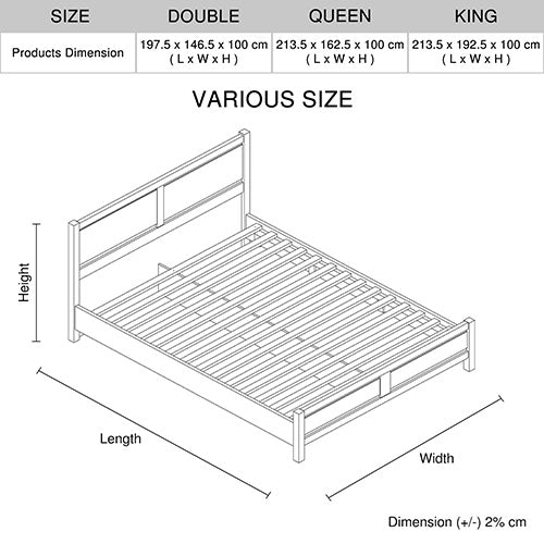 Evelyn Natural Wood MDF Bed Frame - White Ash Queen