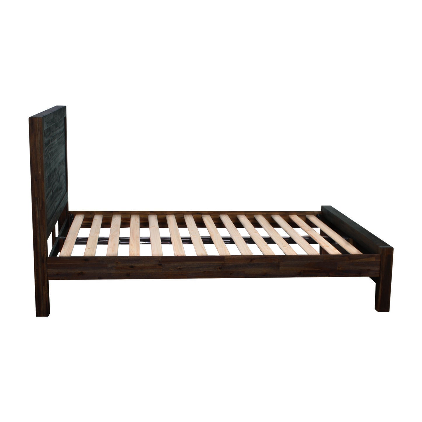 Allison Bed Frame in Solid Wood Veneered Acacia Bedroom Timber Slat - Chocolate Double