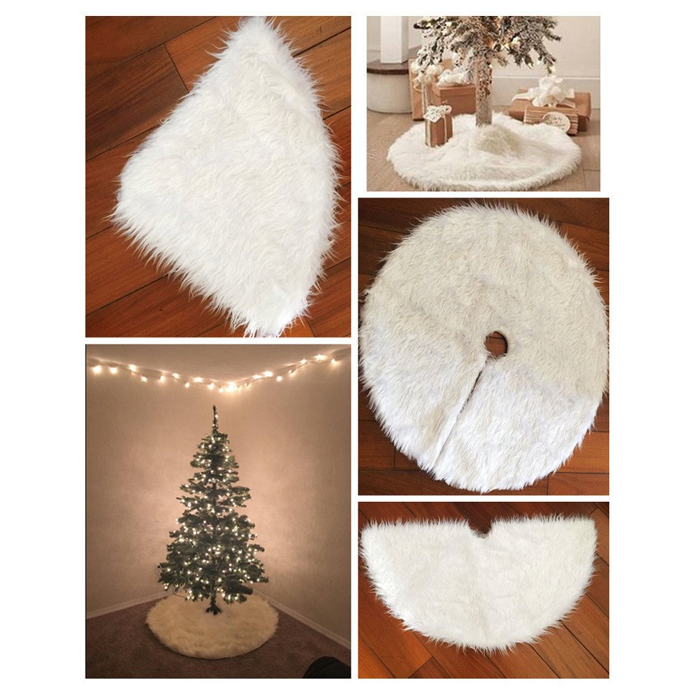 78cm Christmas Snow Plush Tree Skirt Xmas Base Floor Mat Cover Decor