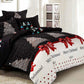 DOUBLE 3-Piece Christmas Quilt Duvet Cover Set - Black