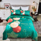 KING 3-Piece Christmas Quilt Duvet Cover Set - Green