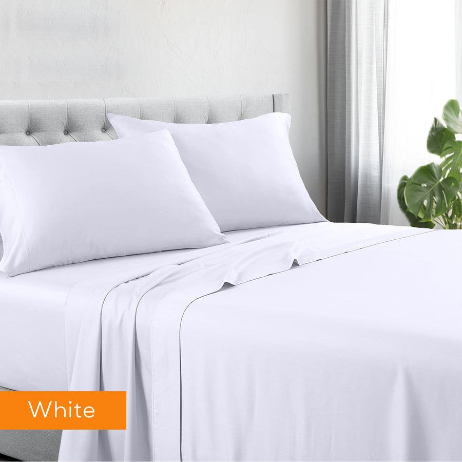 Queen 1200TC Hotel Quality Cotton Rich Sheet Set White