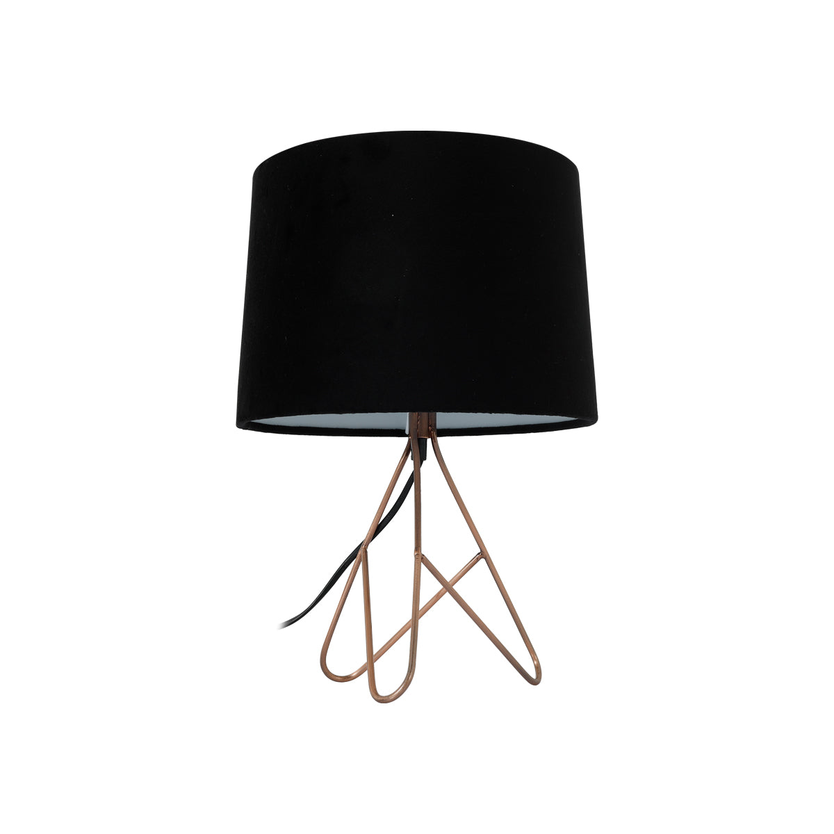 Metal Base Velvet Shade Table Lamp Copper - Black