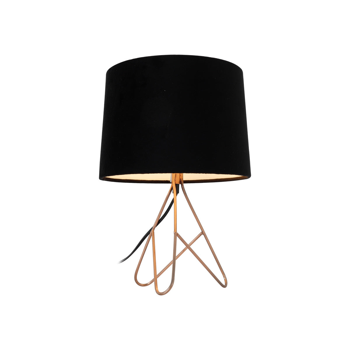 Metal Base Velvet Shade Table Lamp Copper - Black