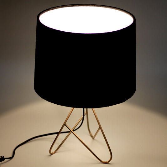 Metal Base Velvet Shade Table Lamp Copper - Black