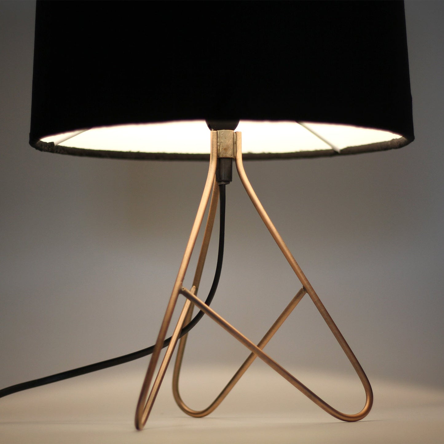 Metal Base Velvet Shade Table Lamp Copper - Black