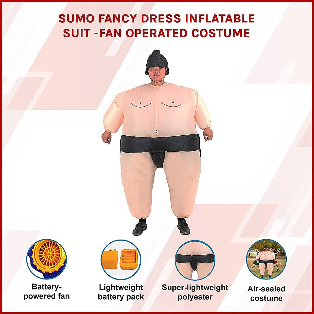 SUMO Fancy Dress Inflatable Suit - Fan Operated Costume