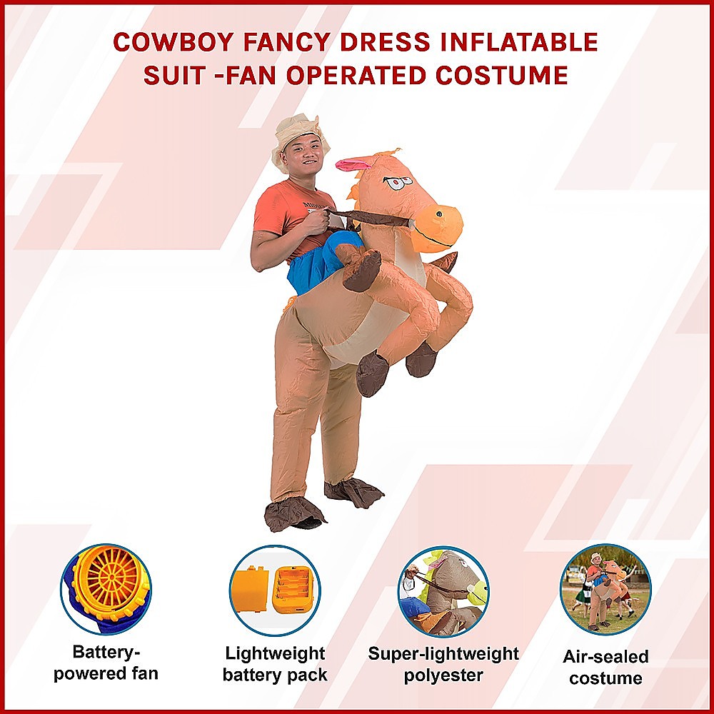 COWBOY Fancy Dress Inflatable Suit - Fan Operated Costume