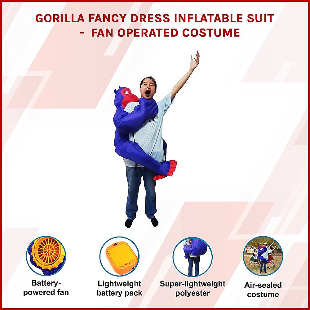 GORILLA Fancy Dress Inflatable Suit - Fan Operated Costume