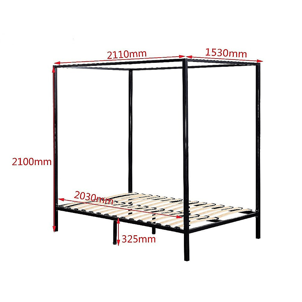 Lilian Four Poster Bed Frame - Black Queen