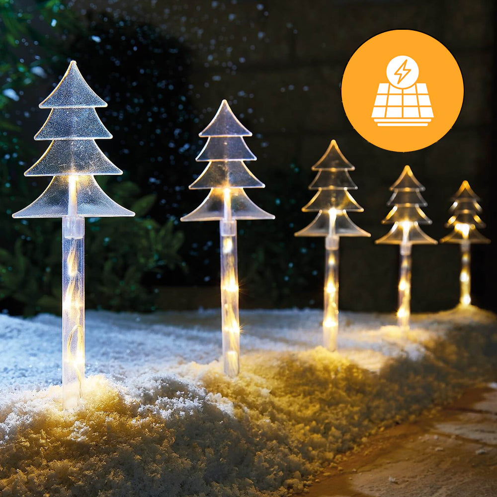 Set of 5 38cm Solar Tree Shape Path Lights - Multicolor