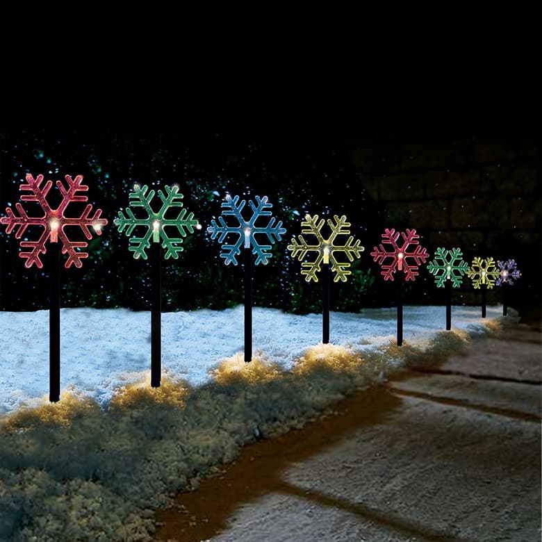 Set of 5 35cm Solar Snowflake Path Lights - Multicolor