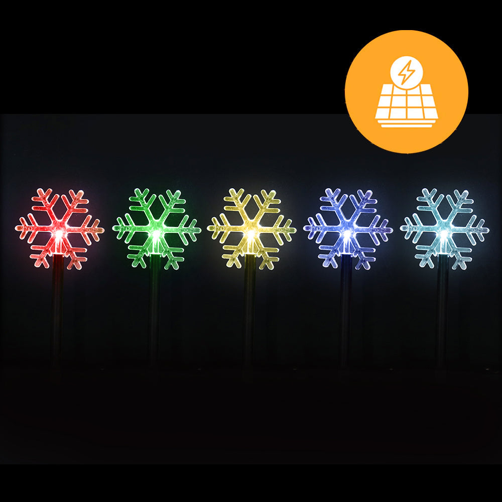 Set of 5 35cm Solar Snowflake Path Lights - Multicolor