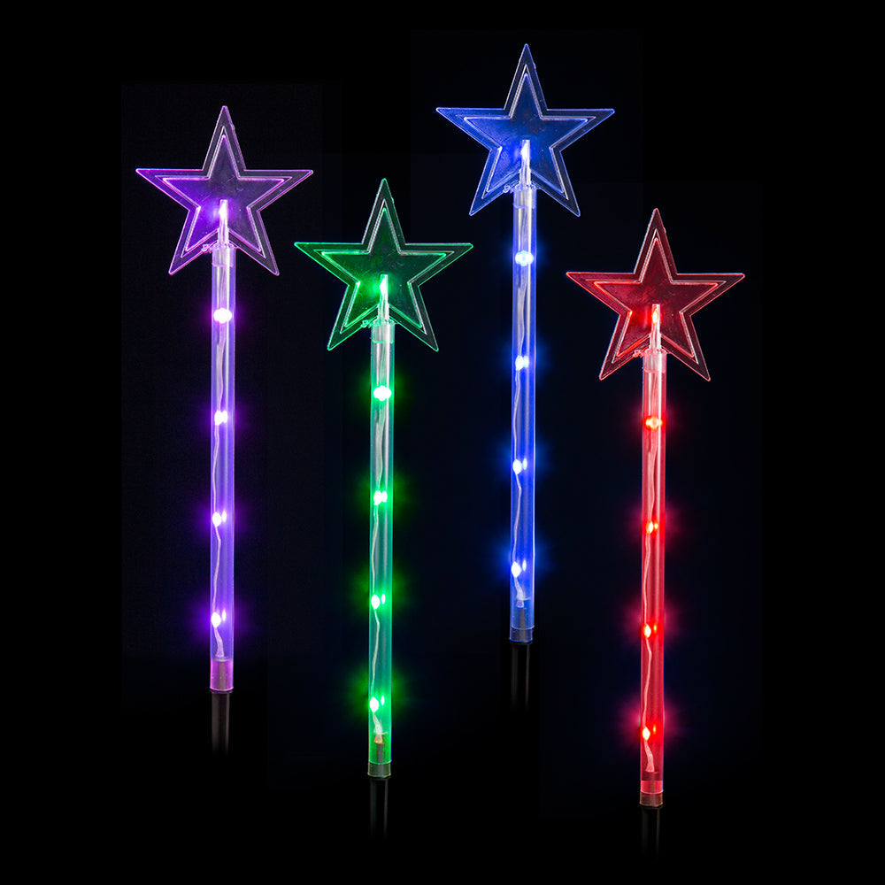 Set of 4 LED Lightshow Star Path Lights Remote Controlled - Stars