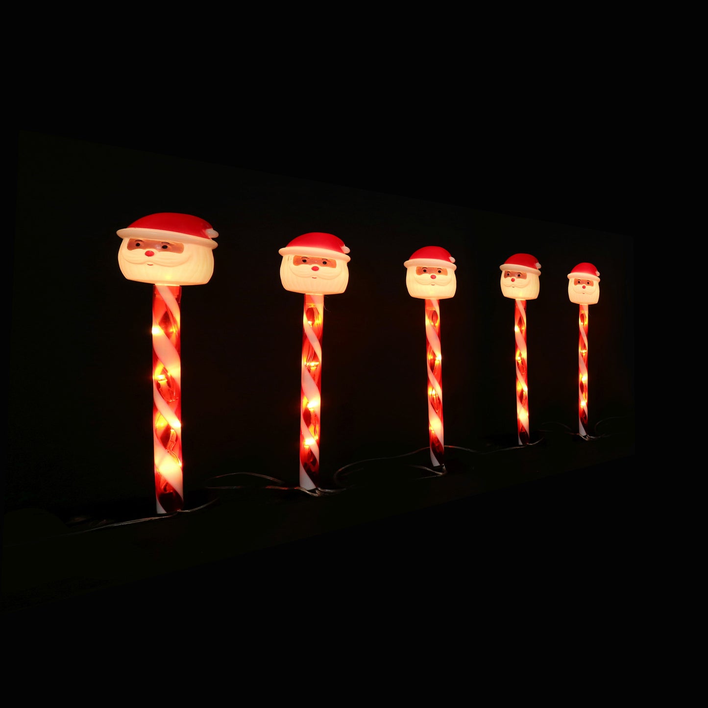 Set of 5 LED Candy Path Lights - Santa