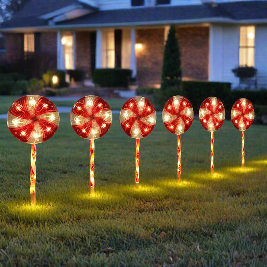 Set of 6 Jumbo Lollipop Path Lights Flash