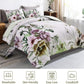 King Floral Comforter Set Green Floral 3-Piece Bedding Soft Microfiber For All Seasons