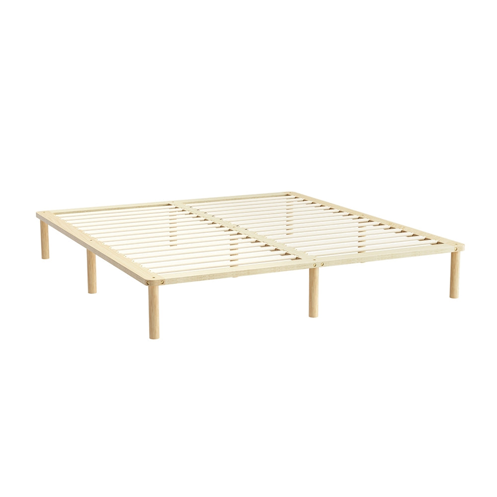 Elara Bed Frame Wooden Base Platform Timber Pine - Natural King