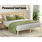 Elara Bed Frame Wooden Base Platform Timber Pine - Natural King