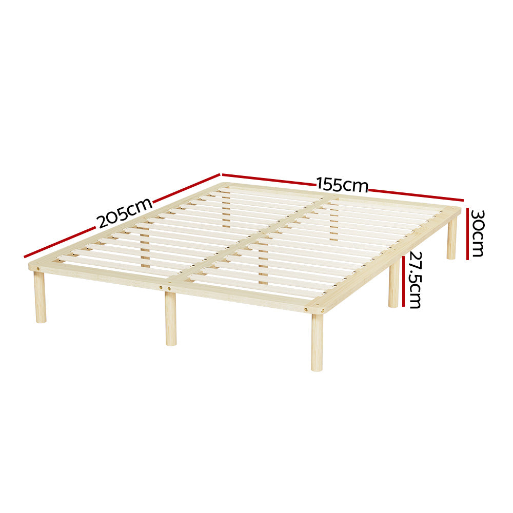 Elara Bed Frame Wooden Base Platform Timber Pine - Natural Queen