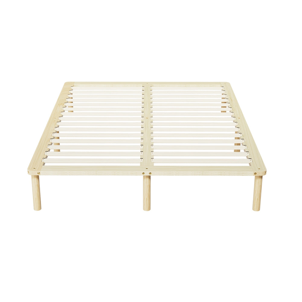 Elara Bed Frame Wooden Base Platform Timber Pine - Natural Queen