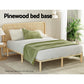 Elara Bed Frame Wooden Base Platform Timber Pine - Natural Queen